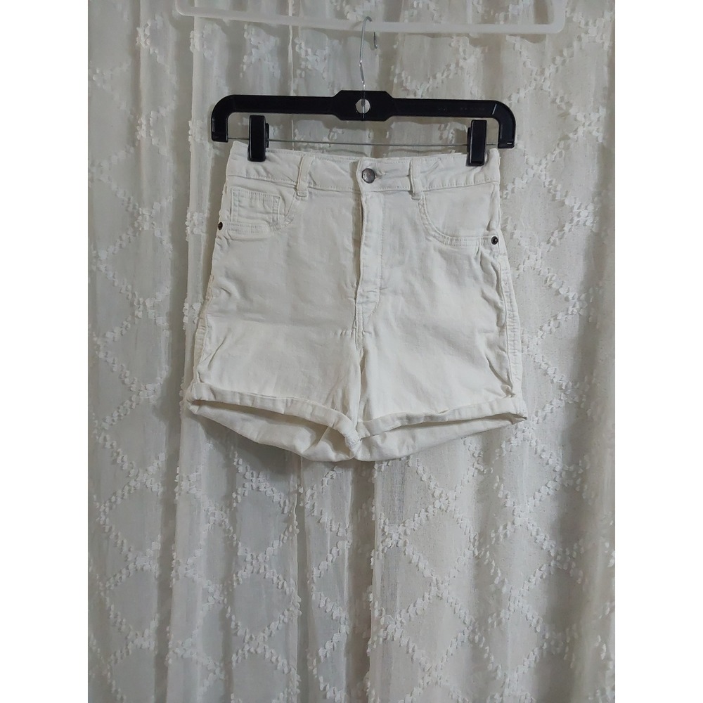 Avery‎ & Co Womens White High Waisted Super Stretch Denim Shorts Size 1